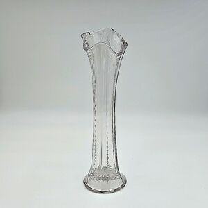 Vintage EAPG  4 Panel Swung & Ribbed  Pedestal Vase 10" Clear